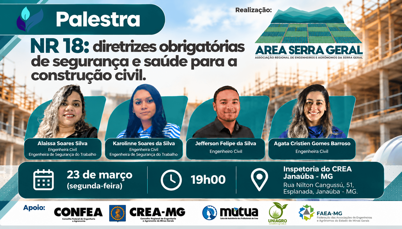 NR-18: diretrizes obrigatórias de segurança e saúde para a construção civil.